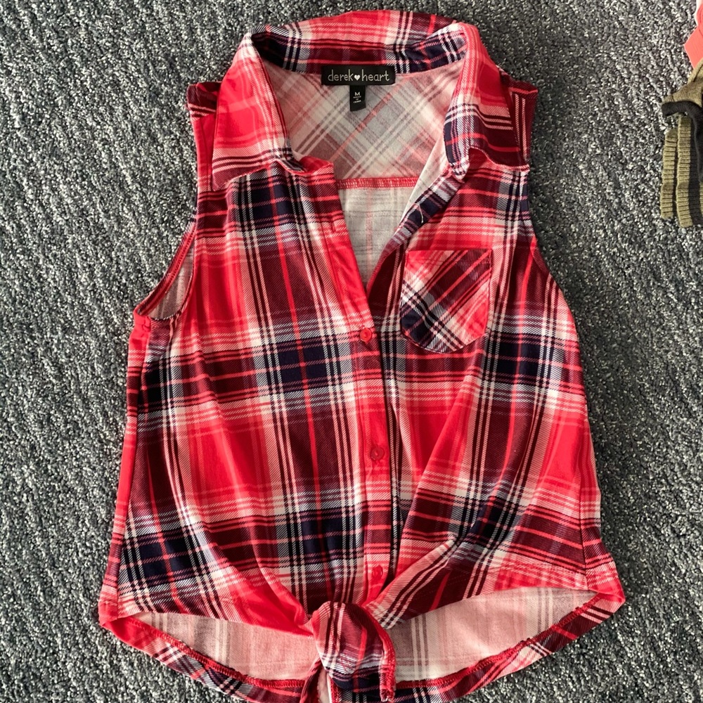 Plaid tie tank top